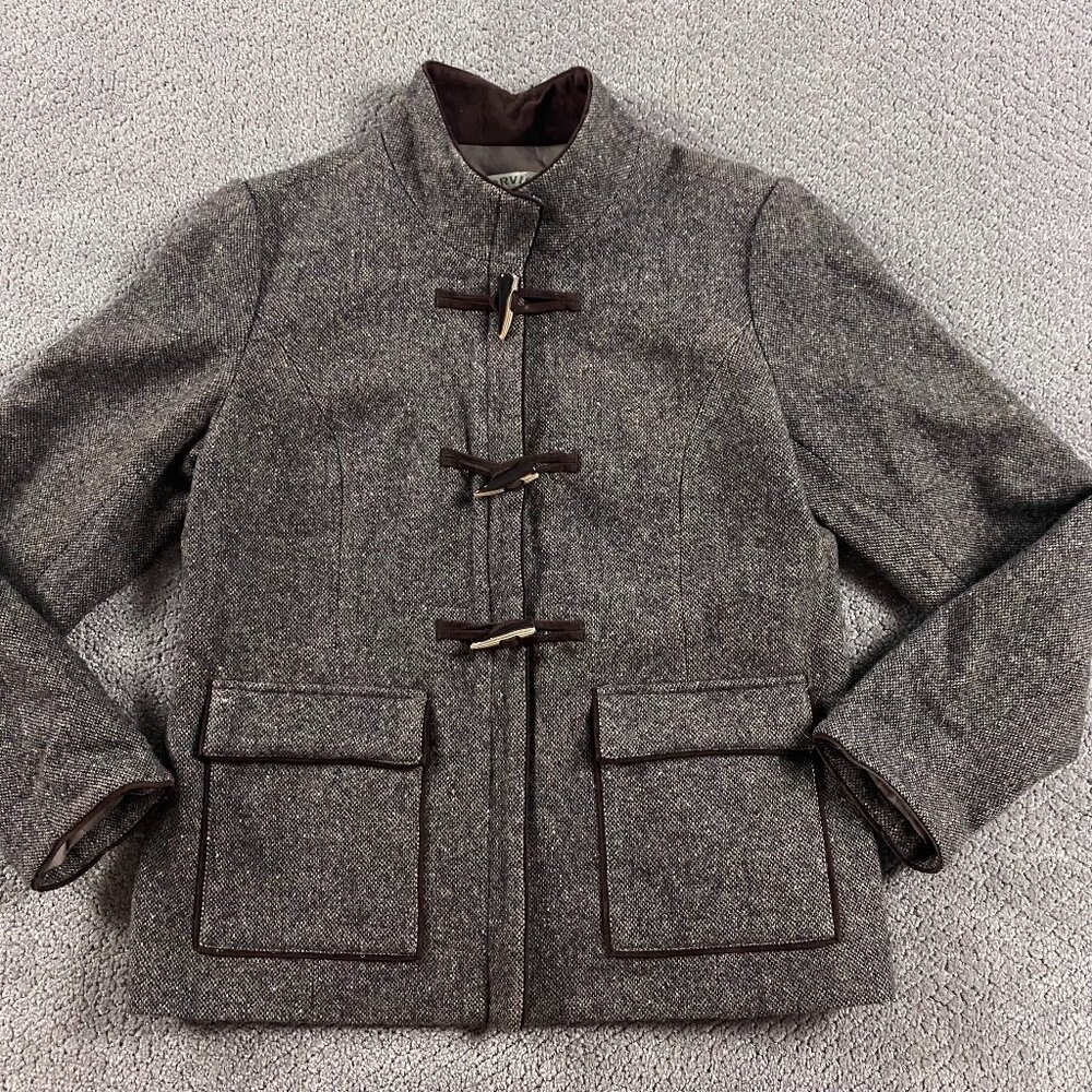 Orvis Tweed Wool Toggle Jacket Women's Medium Brown